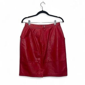 Size 38 l Red (Real) Leather High-Waisted Skirt (purchased in Amsterdam)